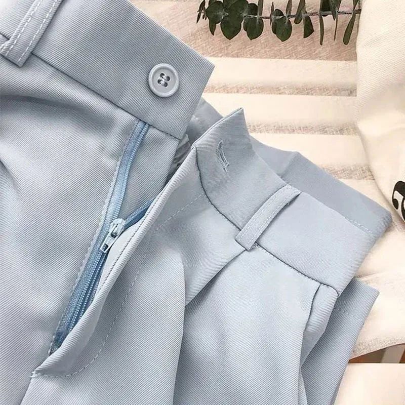 Korean High Waist Nine Point Trousers Female Fall Summer Casual Loose Office Lady Suit Pants Fashion Solid Color Work Pant New