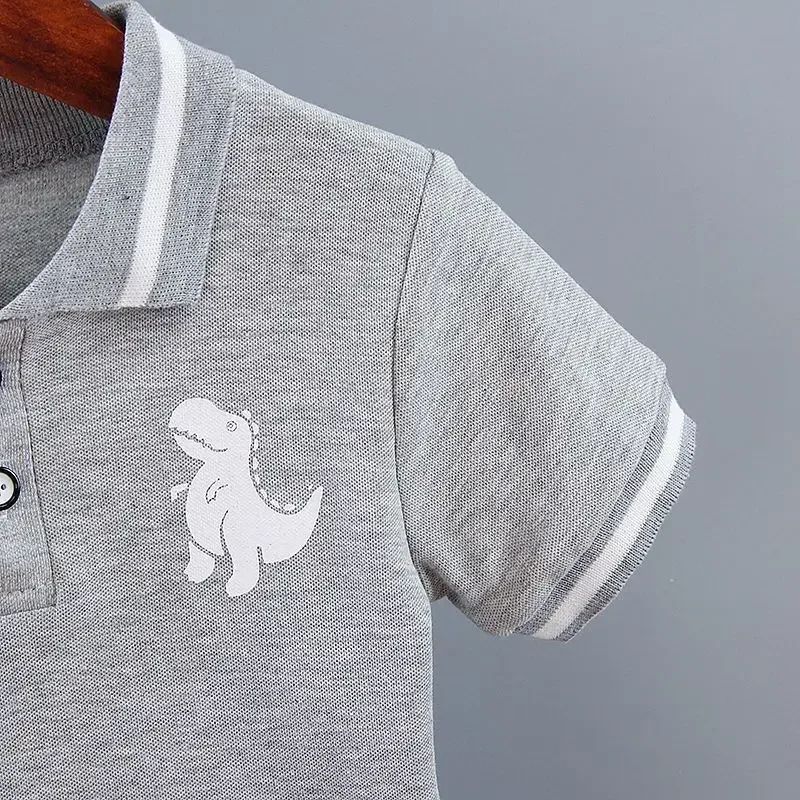 Conjuntos de Roupa Infantil de Verão para Meninos, Estampa de Dinossauro, Camisas Polo de Manga Curta + Shorts, 2 Peças/Conjunto, Roupas de Bebê