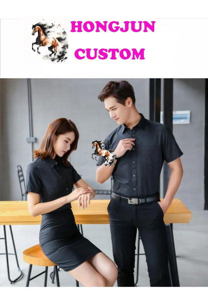 Short-sleeved Solid Color Shirt High-end Business Daily Tops Company Uniforms Can Be Customized With Printed Embroidery 2021 New