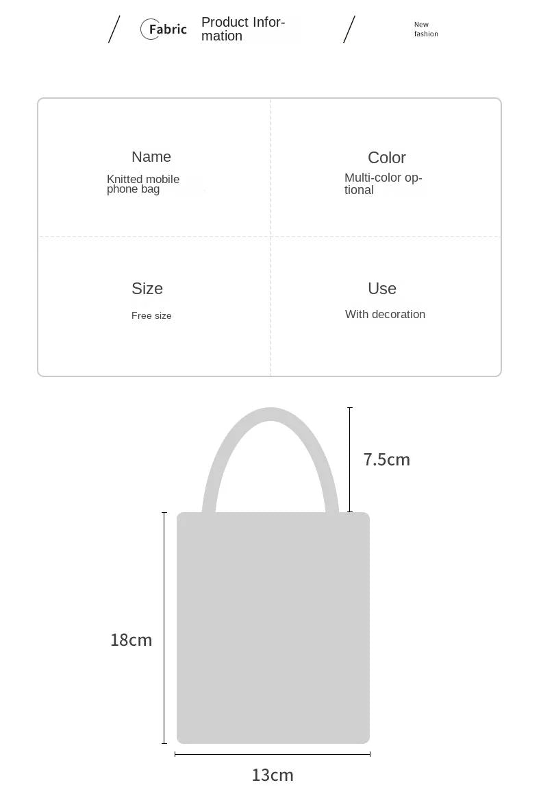 Korean Fashion Heart Knitted Mini Square Handbag for Women Small Mobile Phone Shoulder Bags Girls Cute Outdoor Crossbody Bags