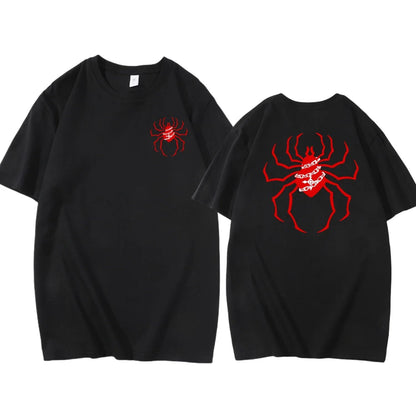 Pure Cotton Men's t shirt Y2k Spider Print T-shirt Casual Street Loose Women's T-shirt vintage graphic t shirts for men