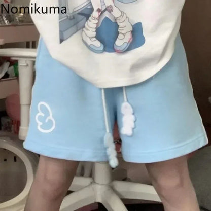 Shorts for Women's Kawaii Women Clothing Japanese Summer Short Pant Print Drawstring  Casual Y2k Pantalones 2025 Fashion Bottoms