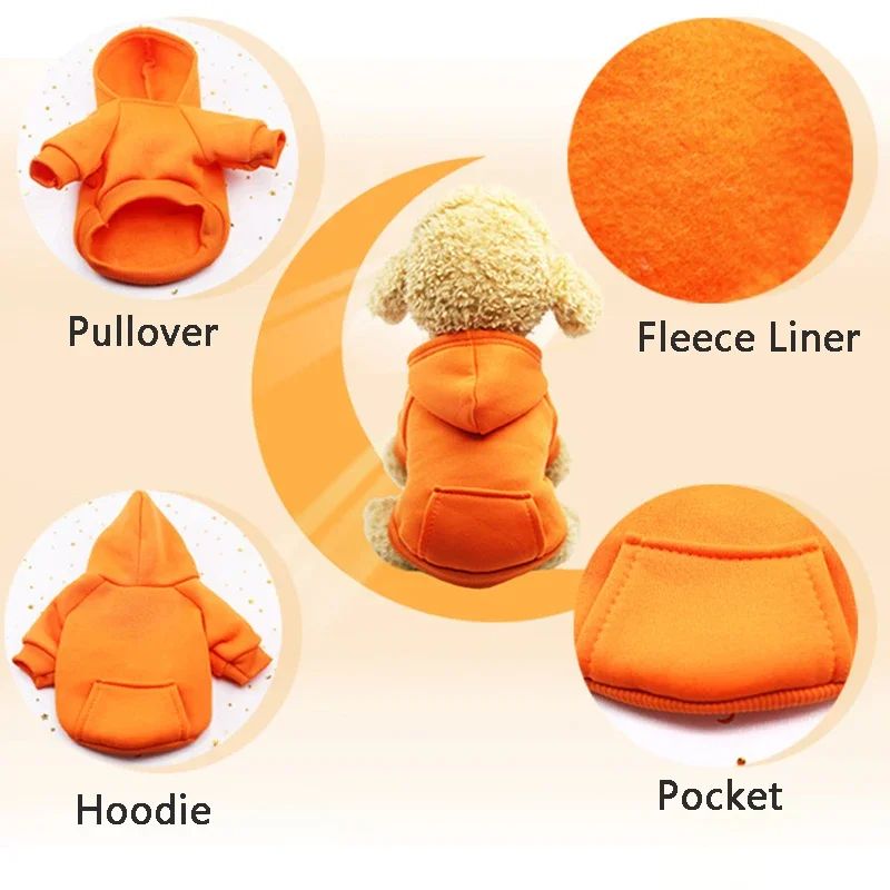 Roupa de Cachorro da Moda Outono e Inverno Roupa de Estimação Pequena Engrossar Quente Cor Sólida Moletom de Duas Pernas com Capuz Produtos Casuais para Pets