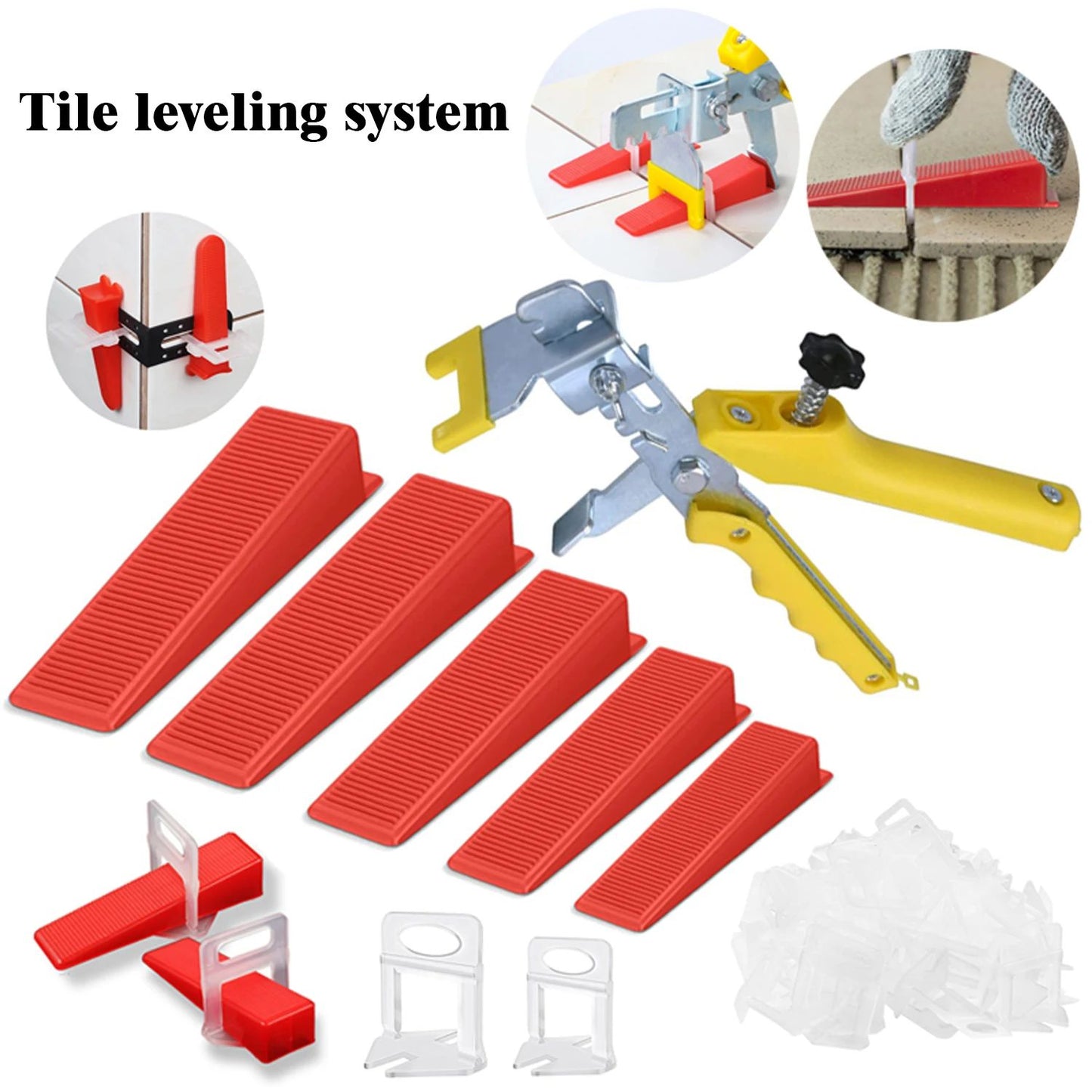 1/1.5/2/2.5/3mm Clipes de Nivelamento de Azulejos de Parede e Chão Nivelador de Cerâmica Espaçador Alicate Cunha Kit de Ferramentas de Construção para Assentamento de Azulejos