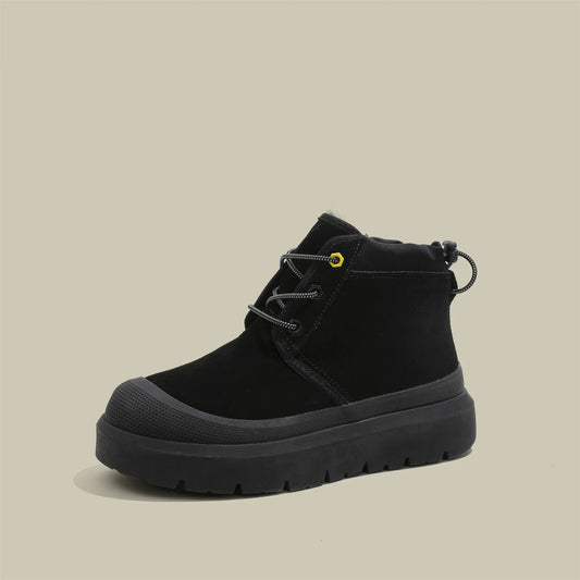 Fujin 4cm New Synthetic Suede Genuine Leather Spring Autumn Ankle Booties Chunky Sneakers High Brand Big Size Plush Women Shoes
