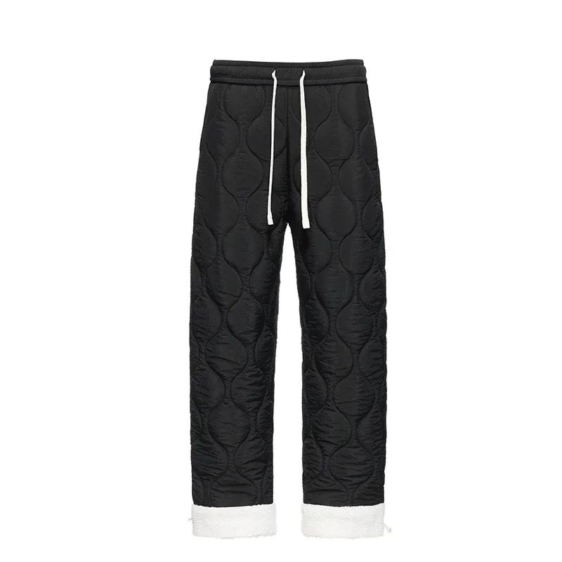 Calça de Neve Masculina, Marca de Moda, Grossa, À Prova de Vento, Quente, Veludo de Cordeiro, Calça Feminina Casual, À Prova de Frio, Acolchoada com Algodão e Penugem