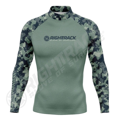 HotSale Men's Surfing Shirt CAMO Lycra Rashguard RIGHTTRACK Surf Sportswear Beach UV Protection Swimwear UPF50  Clothes