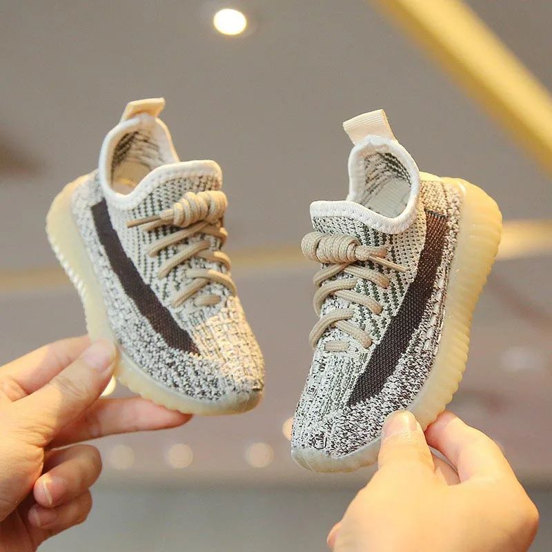Kids Spring and Autumn Sneakers Soft Breathable Running Knitting Infant Teenage Mesh Sports Boy Girl Lightweight Coconut Shoes