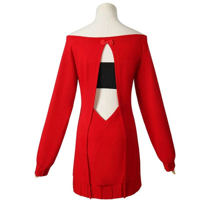 Anime spy x family Yor Forger Cosplay Costumes Red Sweater Dress Suit Casual Wear Black Braid Wig Halloween Costume For Women