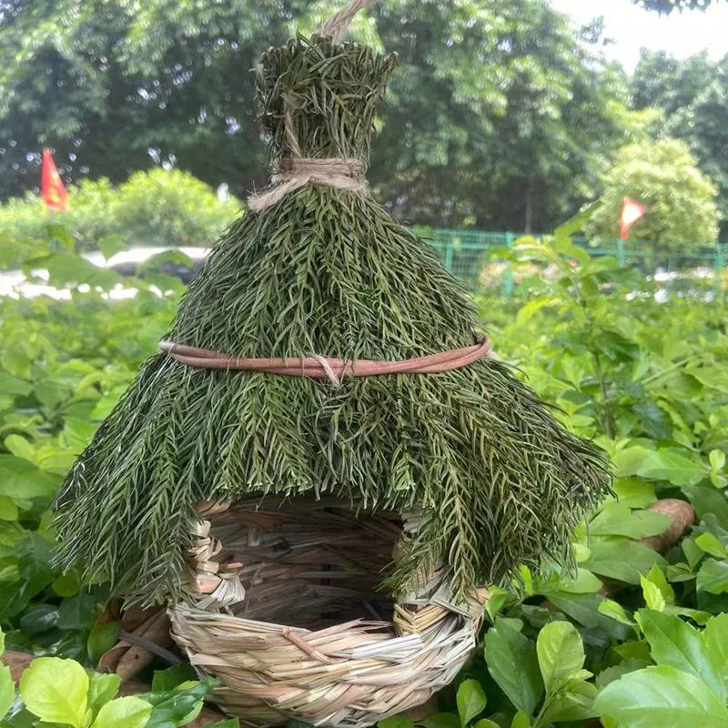 Ninho de Pássaro de Grama Tecido à Mão - Casa de Pássaro de Trama Natural para Decoração de Jardim, Artesanato Feito à Mão (Disponível para Dropshipping)