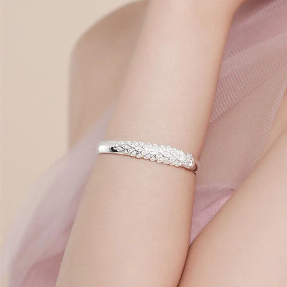 Pulseira Feminina Pavão Vazado de Prata Esterlina 925 Textura de Luxo Aberta Presente de Joias Originais para Festa