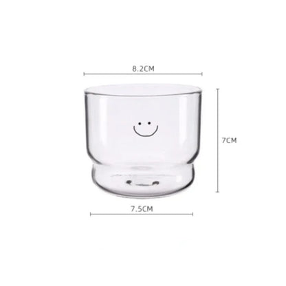Copo de Vidro Borossilicato Transparente Criativo em Formato de Copos Empilhados para Sala de Estar, Copo Fofo Estampado com Coração, Copos para Beber