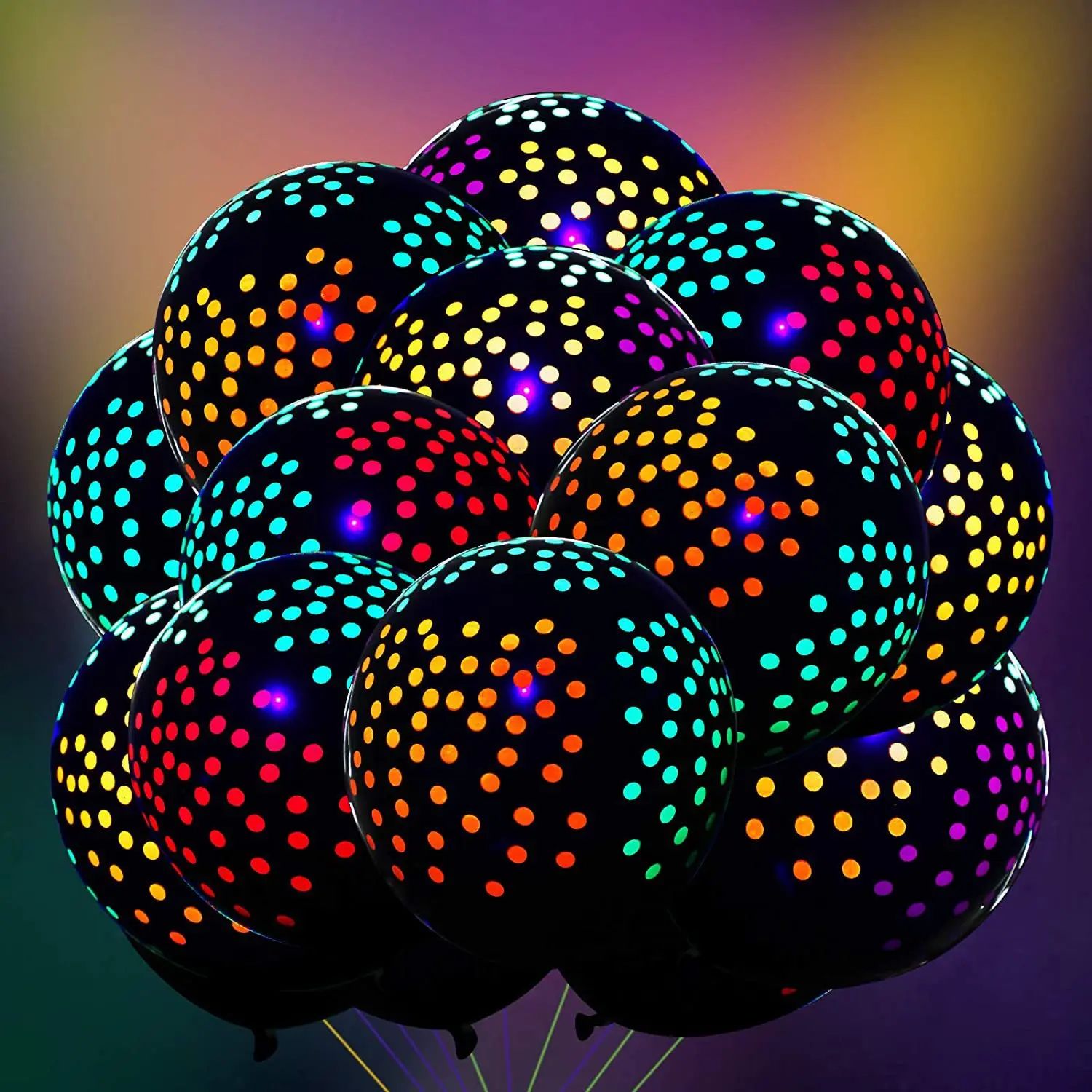 60/10PCS Fluorescent Balloons Glow In The Dark Luminous Dots Latex Balloon For Birthday Wedding Party Decoration Kids Gifts Toys