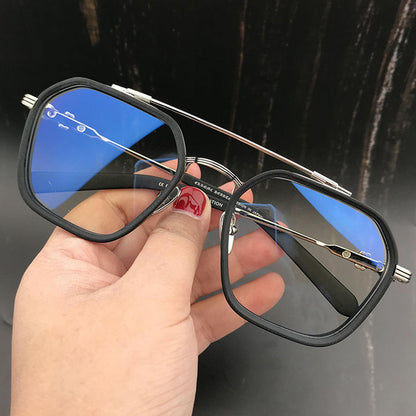 Óculos de Miopia Superdimensionados Armação Fosca Feixe Duplo Quadrado Bloqueador de Luz Azul Masculino Feminino Óculos para Computador Dioptria -0.5 a -6.0