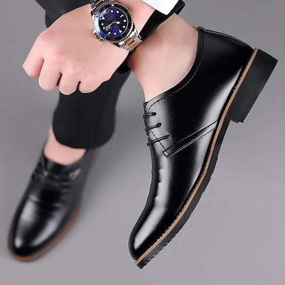 High Quality Leather Formal Men Dress Shoes Breathable Mens Casual Shoes Italian Luxury Brand Lace-Up Non-slip Men Driving Shoes