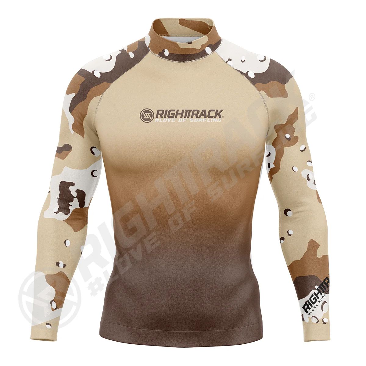 New Men's Surfing Shirt Camouflage Gradient Lycra Rashguard RIGHTTRACK Surf Sportswear Beach UV Protection Swimwear UPF50