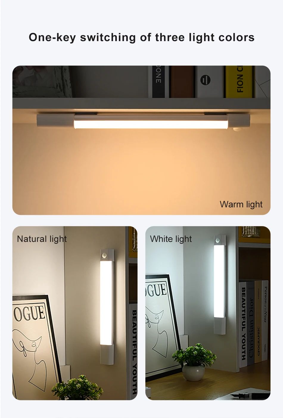 LED Closet Lights Motion Sensor Lamp Wireless Rechargeable Cabinet Night Light For Kitchen Bedroom Wardrobe Sensor Night Lamp