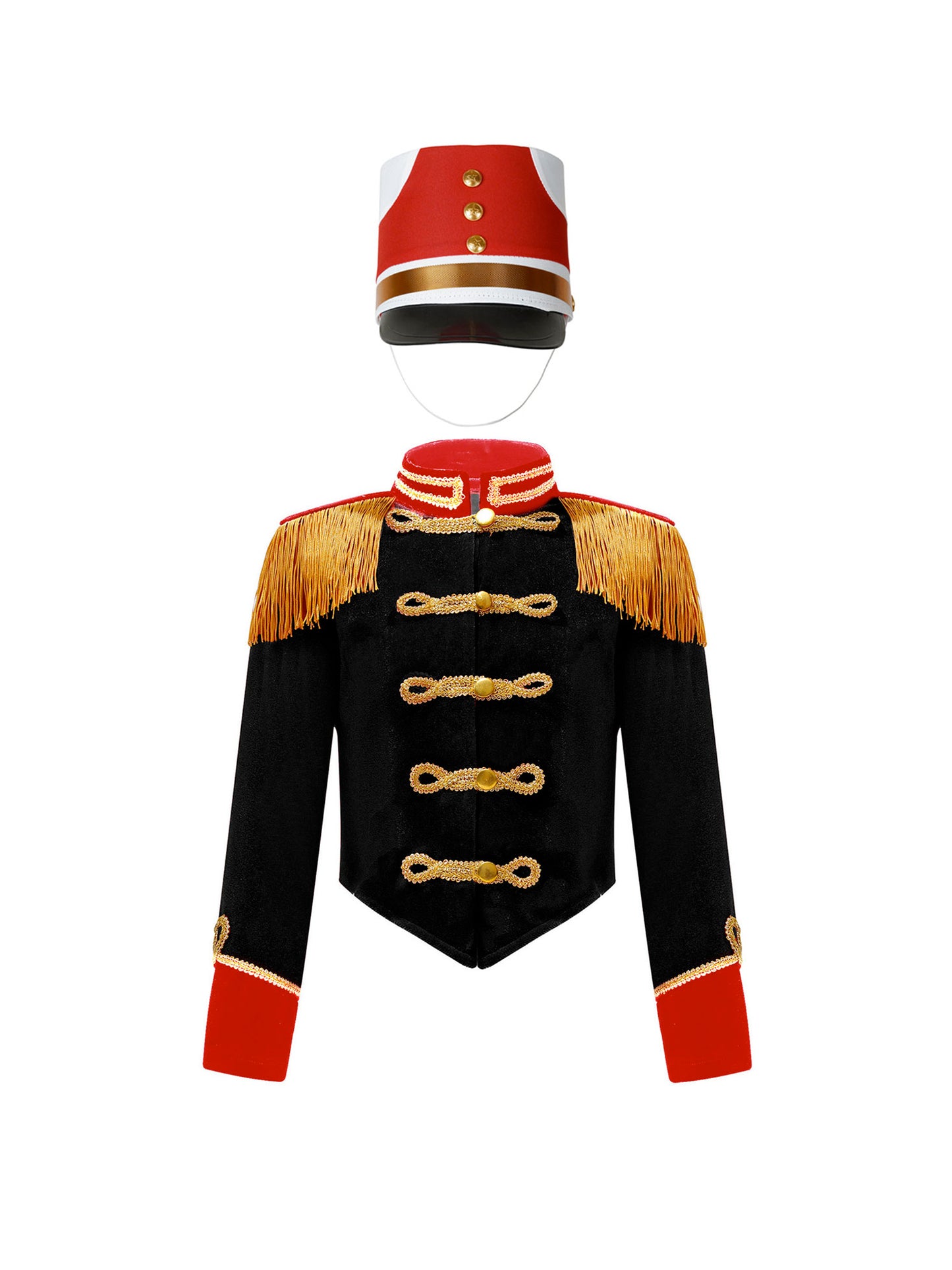 Girls Boys Marching Band Costume Outfits Circus Ringmaster Jacket Coat Team Performance Drummer Drum Major Uniform with Hat Sets