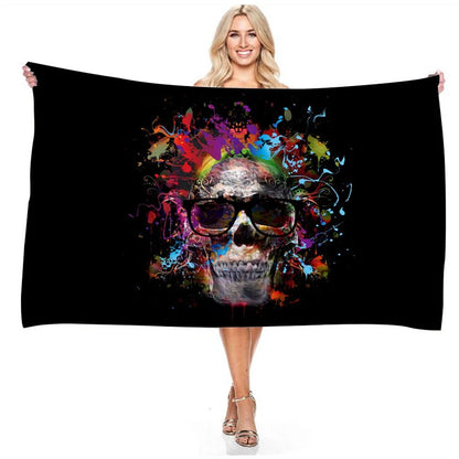 Psychedelic Skull Bath Towel - Vibrant Design, Soft Absorbent, Perfect for Summer Fun, Adds Artistic Vibes to Your Beach Days