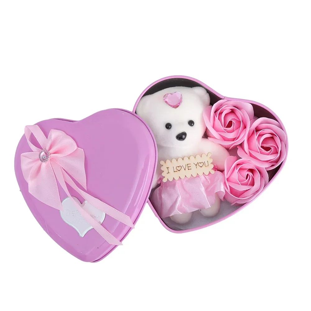Bear Soap Rose Gift Box Valentines Day Flower Love Box Bears Bouquet Wedding Birthday Home Party Decoration