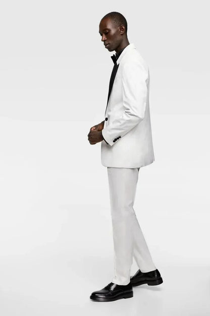 2024 White Elegant Formal Wedding Men Suits Groom Tuxedo Prom Slim Fit Blazers Hombre High Quality Custom 2 Piece Set Costume