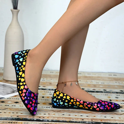 Women's Shoes Loafers Ballet Flats Pointed Toe Barefoot Slip-on Casual Flat Heel Comfortable Random Pattern Woman Shoe Size 43