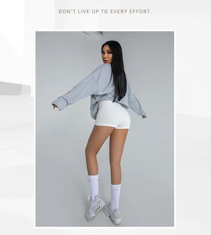 HELIAR Women High Waist A-line Shorts Thin Knit Sports Shorts For Women Casual Running Slim Bodycon Trousers 2025 Spring Summer