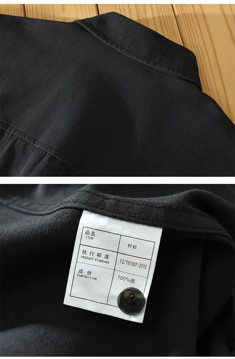 Cargo Shirt Men Spring Autumn Double Pocket Long Sleeve Shirts Male Casual Pure Cotton Orange Shirt Japanese Fashion Loose Shirt