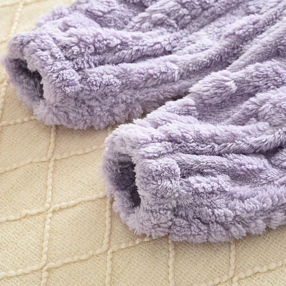 Baby Girl Clothes Purple Plush Jacquard Top+Pants 2-piece Set for Autumn and Winter Home Kids Casual Pajamas 3-7 Years Old