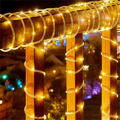 Solar Rope Lights Outdoor Blue LED PVC Tube Fairy String Light Garden Wedding and Birthday Outdoor Holiday Home Decoration