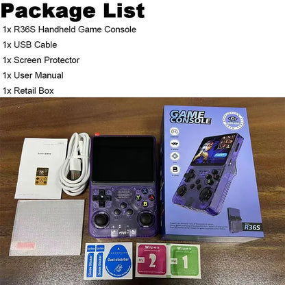 Console de Videogame Portátil Retrô R36S Sistema ARKOS Tela IPS de 3,5 Polegadas Clássico Player de Vídeo Portátil de Bolso Presente de 128G com Jogos