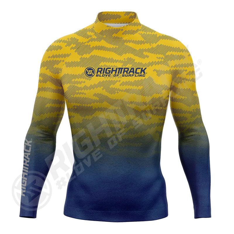New Men's Surfing Shirt Camouflage Gradient Lycra Rashguard RIGHTTRACK Surf Sportswear Beach UV Protection Swimwear UPF50