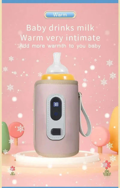 Portable Baby Bottle Insulation Sleeve, Baby Milk Insulation Device with LCD Screen, USB Insulation Bottle for Car Travel, Porta
