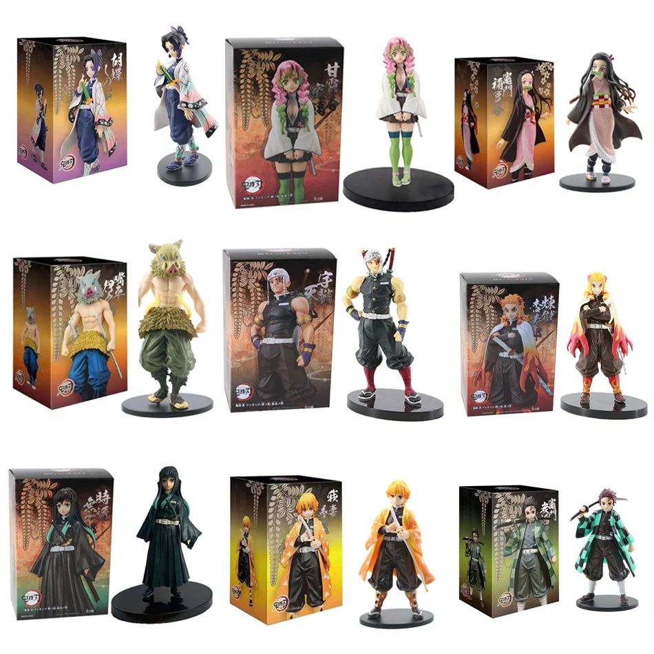 Anime Demon Slayer Figure Kamado Tanjirou Nezuko Action Figures PVC Model Toys Zenitsu Figurine Inosuke Kimetsu No Yaiba Figura