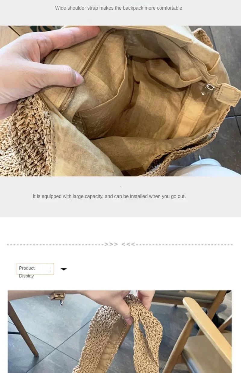 Fashion Straw Women Shoulder Bags Paper Woven Female Handbags Large Capacity Summer Beach Straw Bags Casual Tote Purses