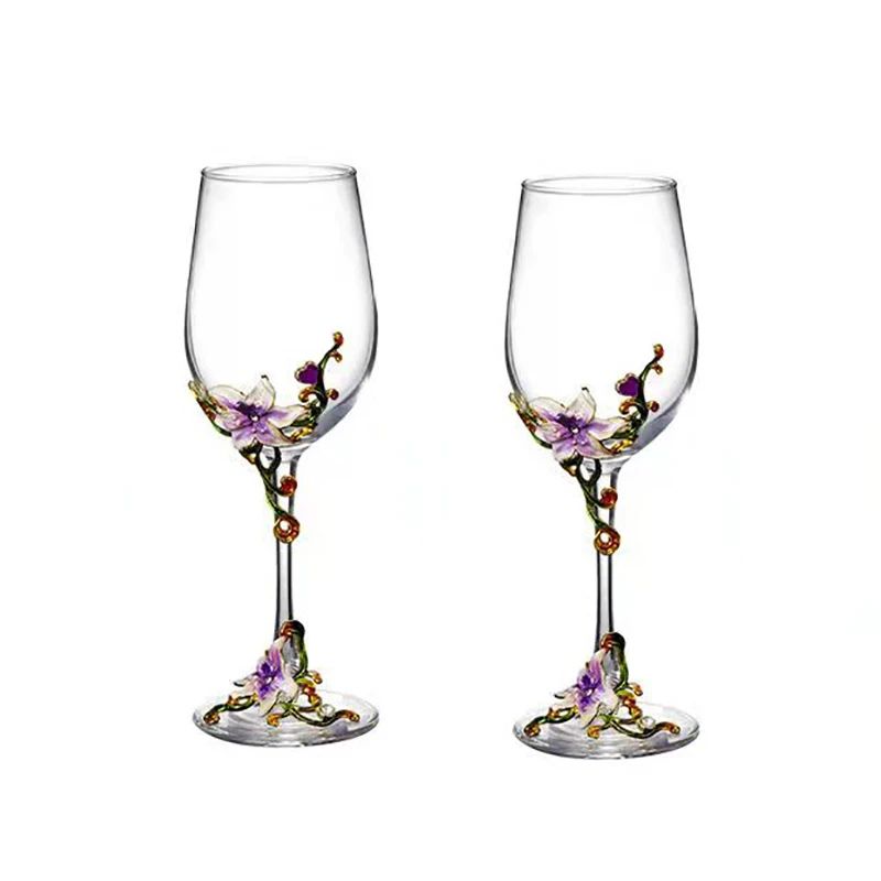 Taças de Cristal Criativas com Esmalte para Champagne Conjunto de Taças de Luxo Taças de Vinho Taça Vintage para Beber