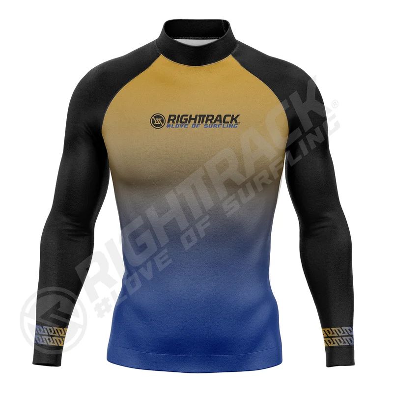 New Men's Surfing Shirt Camouflage Gradient Lycra Rashguard RIGHTTRACK Surf Sportswear Beach UV Protection Swimwear UPF50
