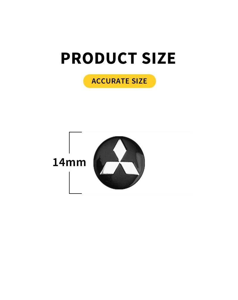 Emblema de 14mm para Chave de Carro, Adesivos para Chave de Carro de Reposição para Mitsubishi Logo ASX Outlander Lancer Pajero Eclipse Galant Mirage