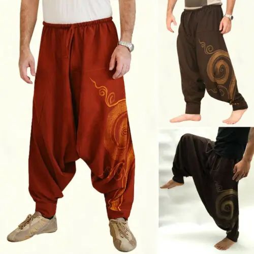 Men's Hippie Yoga Harem Pants Casual Elastic Waist Baggy Men Baggy Hippie Boho Gypsy Aladdin Hippie Boho Aladdin Alibaba Harem