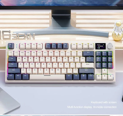Teclado Mecânico Attack Shark K86 com Botão de Metal, Tela TFT, Hot Swap, RGB, Bluetooth/Wireless, Teclado Gamer Macro