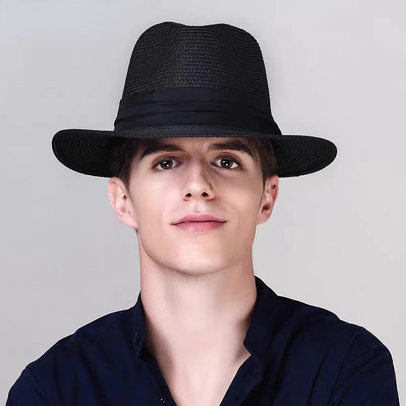 Large Size 56-58 59-60cm New Natural Panama Straw Hat Summer Men Women Wide Brim Beach UV Protection Fedora Sun Hat Wholesale