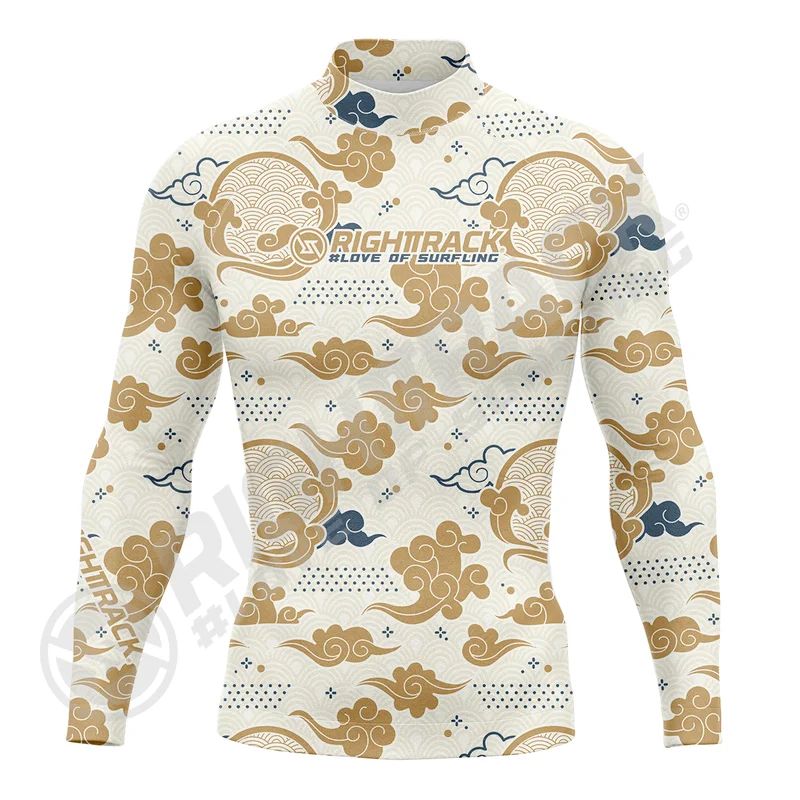 Hot Men's Surfing Shirt Flowers Camo Lycra Rashguard RIGHTTRACK Surf Sportswear Beach UV Swimwear UPF50 Clothes