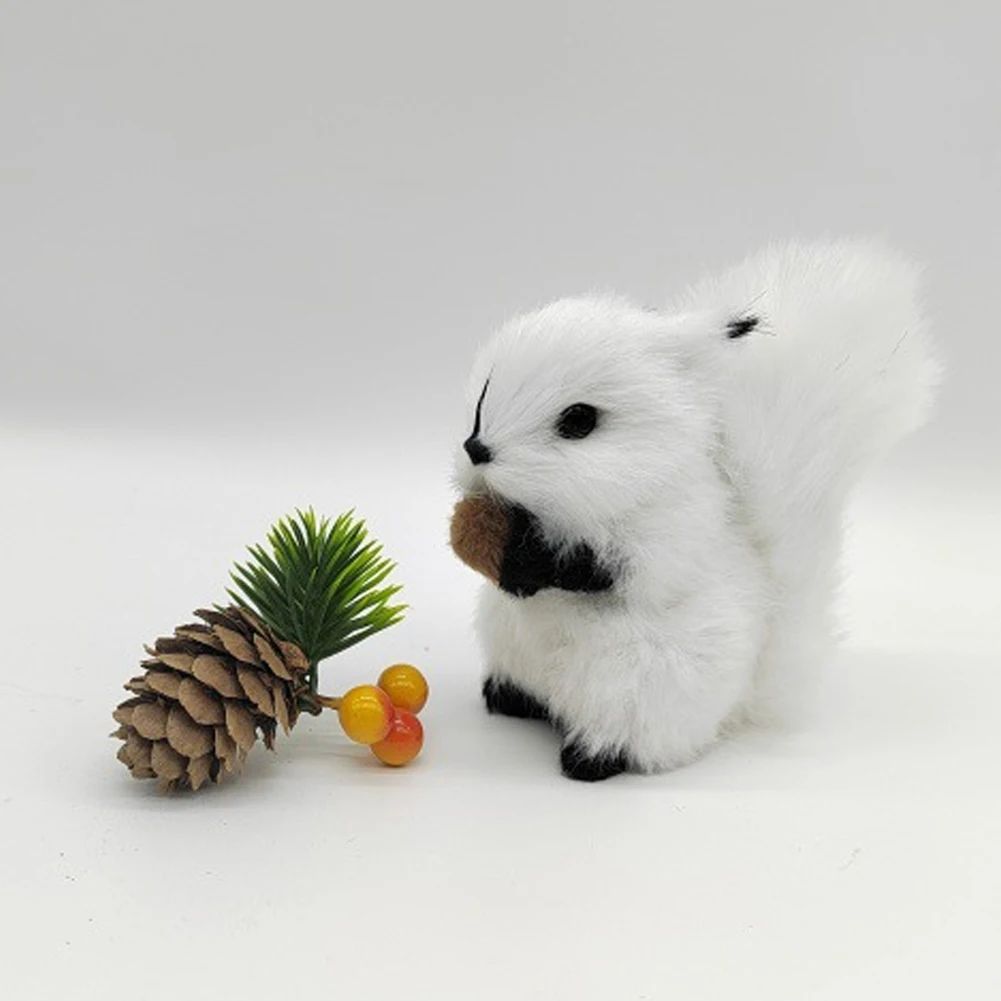 Simulation Squirrel Animal Figurines Christmas Artificial Squirrel Ornament Christmas New Year Party Desktop Decoration