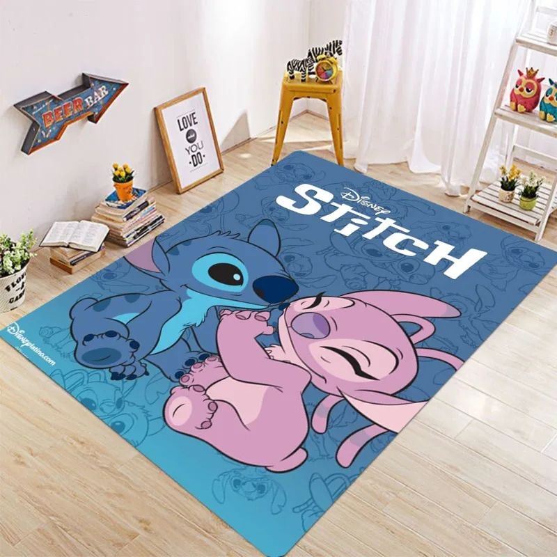 MINISO Disney Cartoon Carpet Stitch Pattern Non Slip Rugs for Kids Bedroom Bedside Home Decor Baby Crawling Floor Mats Washable