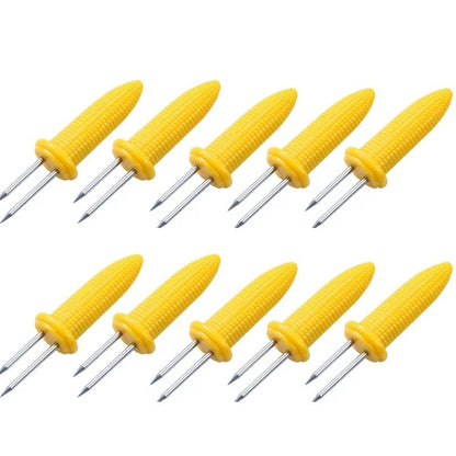 10pcs Fork Corn Skewer Stainless Steel Corn Holders Corn On The Cob Skewers Fruit Forks Outdoor Camping Cooking Barbecue Tool