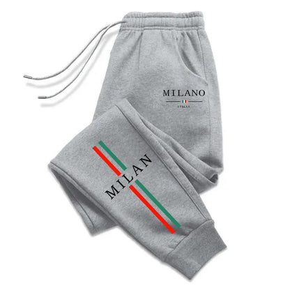 Calças Jogger Masculinas com Estampa da Cidade de Milão, Venda Quente 2025, de Alta Qualidade, Outono Inverno, Casuais, Esportivas, para Corrida ao Ar Livre