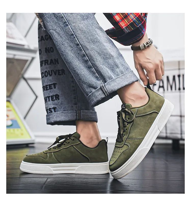 Cheap Green Man Urban Sneakers Big Size 47 48 Platform Men’s Skateboarding Shoes Harajuku Low Cut Male Skate Shoe Zapatos Hombre
