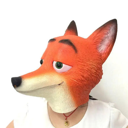 2026  Zootopia Nick Mask Headgear Cute Cartoon Toy Funny Latex Mask Live Broadcast Props Halloween Role Play Costume Headgear