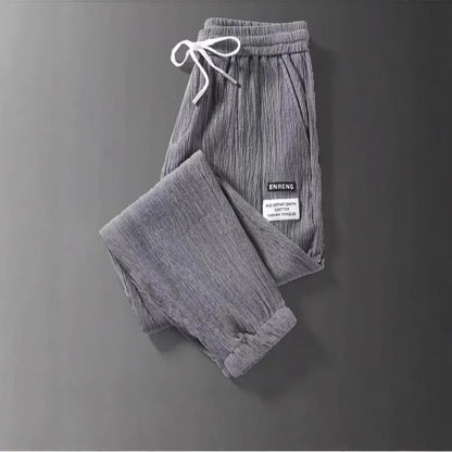 Summer Men's Thin Loose Sports Pants Breathable Casual Sweatpants Comfortable Wide Leg Harlan Nine Points Lightweight Trousers