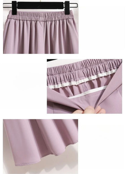 Ladies' Summer High Waist Plus Size Skirts 2026 Mid To Long Flowing Suit Skirt New Style Casual Solid Color A-line Skirt